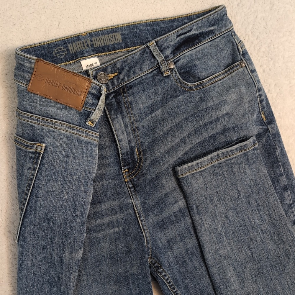 Harley Davidson Jeans Womens 32 Blue Denim High Rise Skinny Medium Wash Stretchy